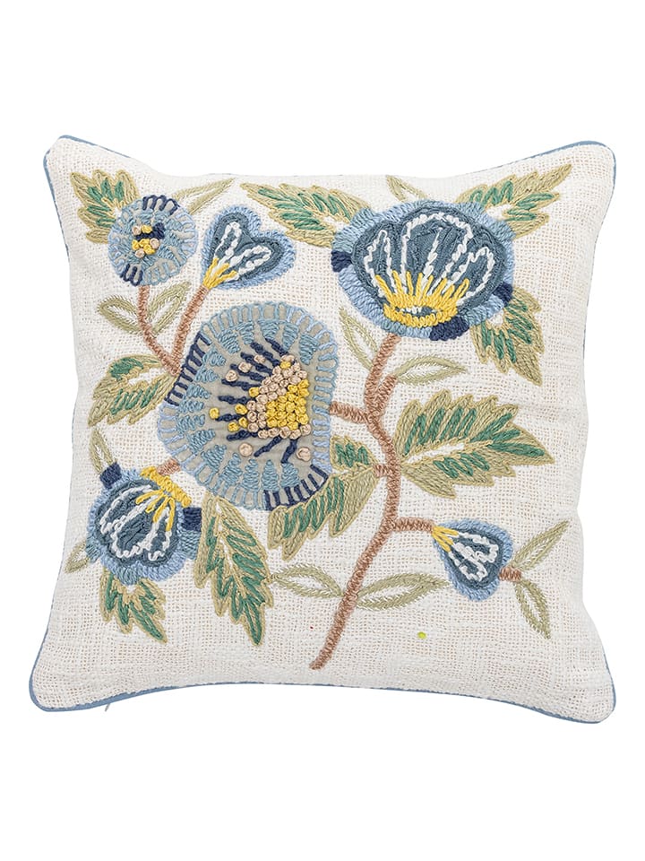 Bloomingville Kissen "Hanna" in Weiß/ Blau - (L)45 x (B)45 cm - onesize