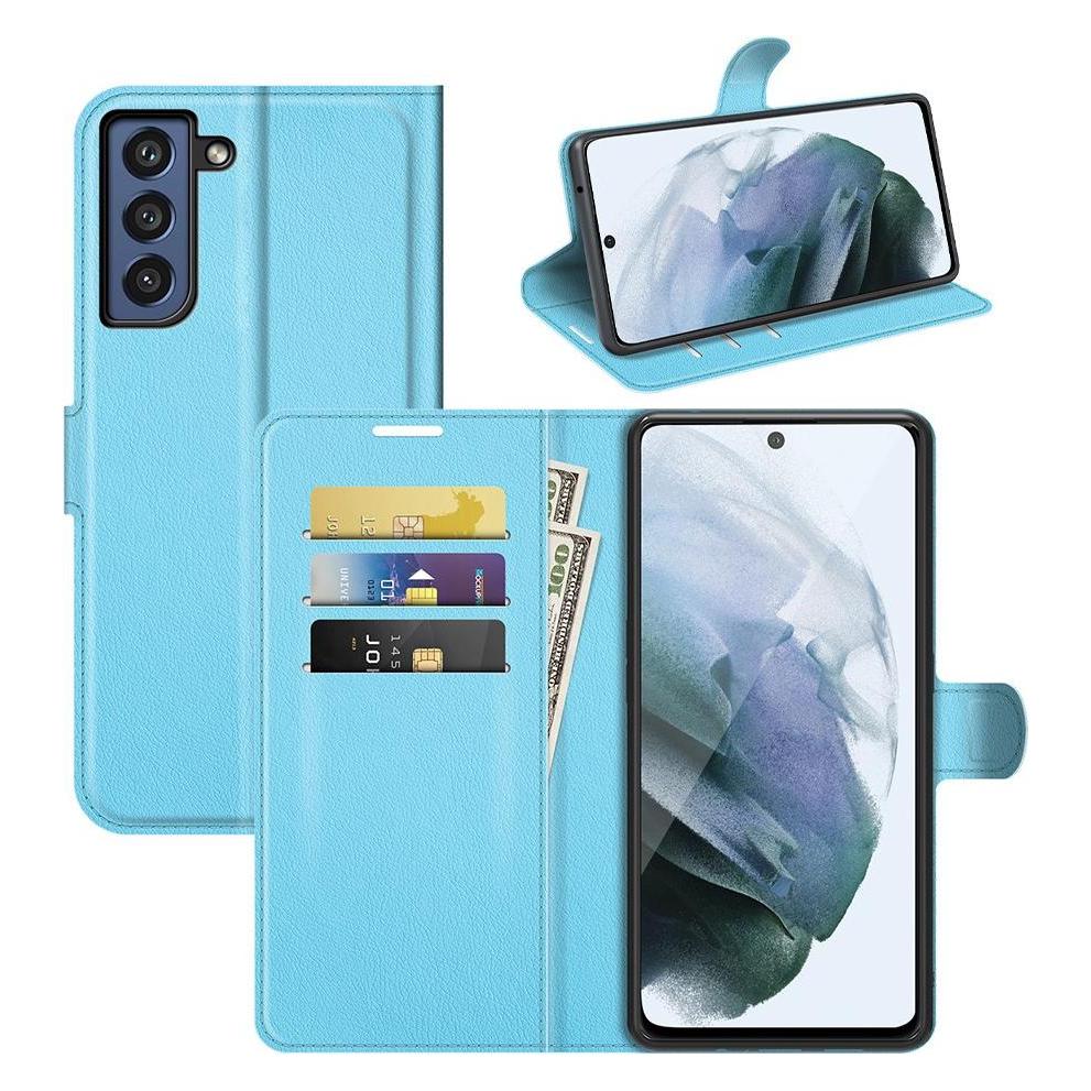 Cover-Discount Galaxy S21 FE - Leder Etui Hülle hellblau (Samsung Galaxy S21 FE) (101236322G)