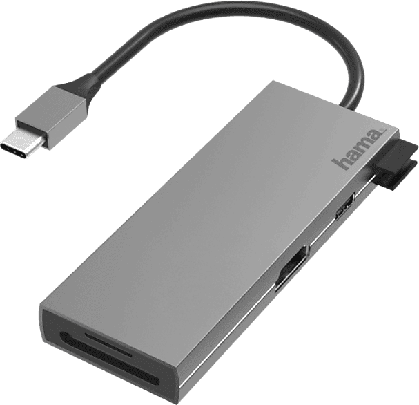 Hub - Hama 00200110, De conector USB-C a enchufe 2x USB-A/USB-C/HDMI™/SD/microSD, Hasta 5 Gbit/s, Negro