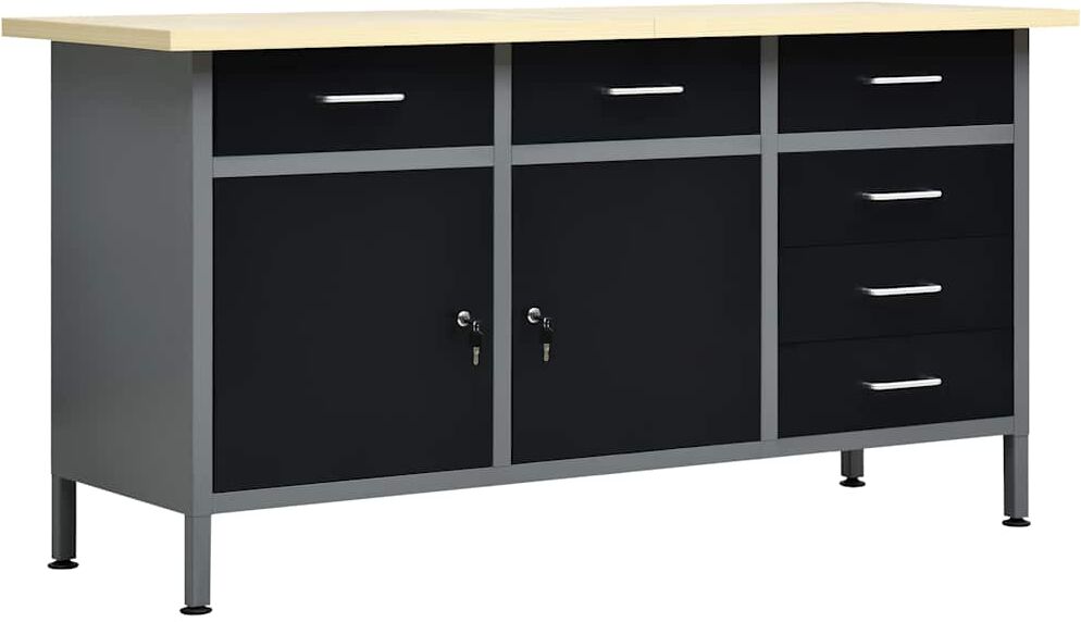vidaXL Établi Noir 160x60x85 cm Acier