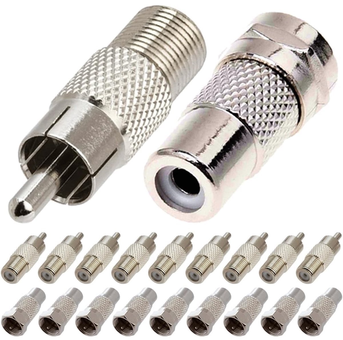 Solidchoice RCA Adapter Connectoren Male naar Female en Female naar Male, 20 stuks, Zilver