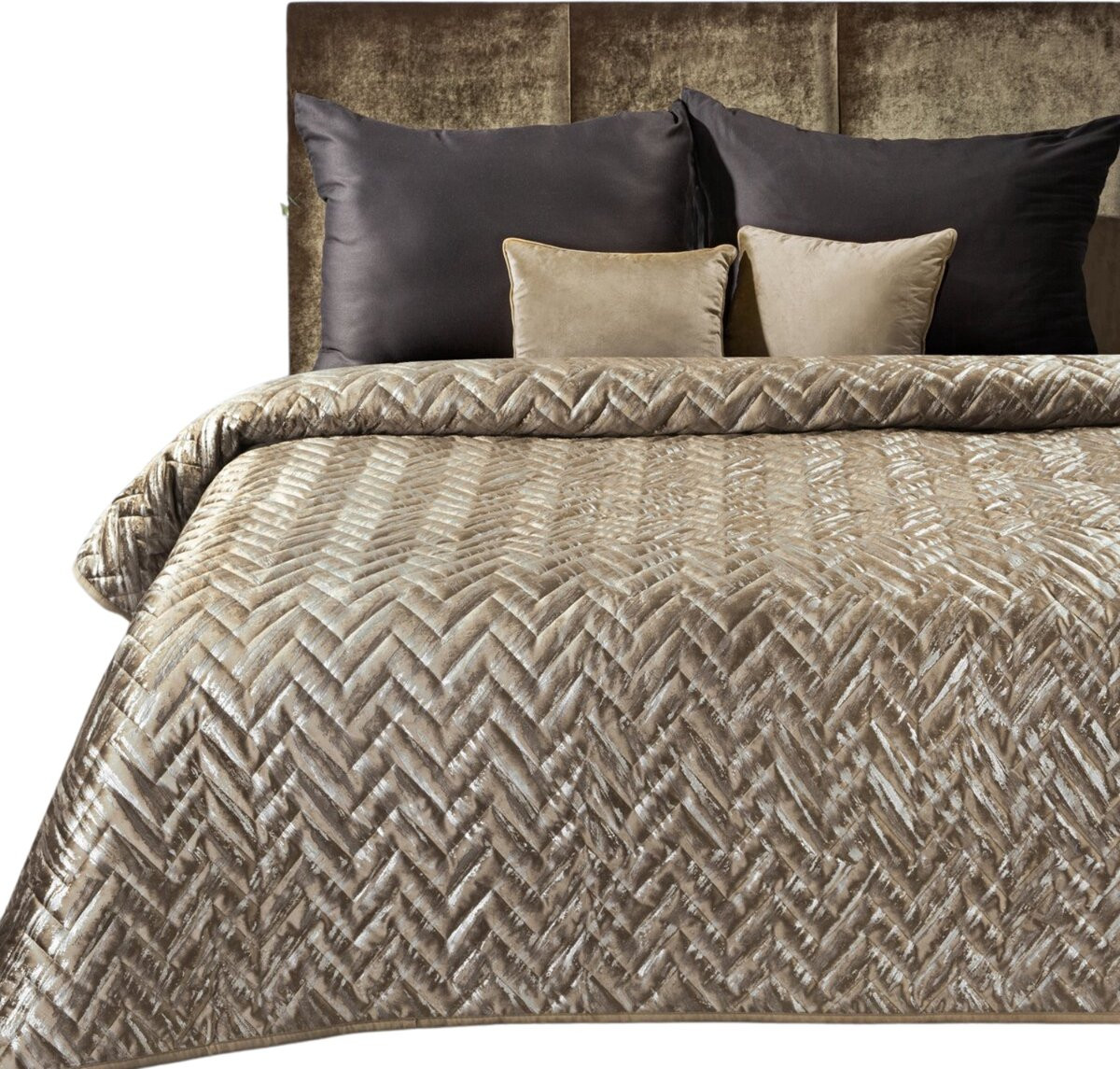 Oneiro Luxe AGATA Type 1 Beddensprei met 2 kussenhoezen, Bruin en Beige, 220 x 240 cm