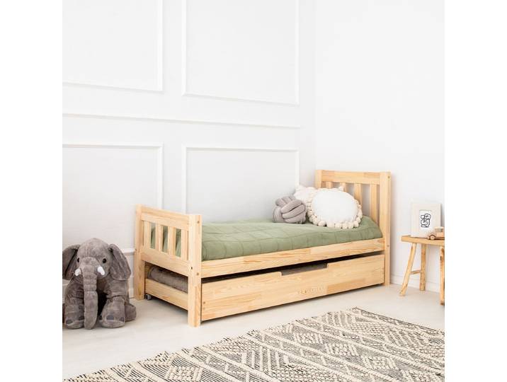 Lit 90x200 sommier et tiroir inclus Adeline Bois