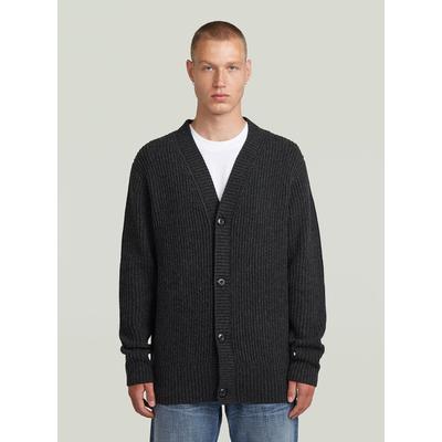 Cardigan G-STAR "Essential Cardigan Knit", Herren, Gr. XS, grau (dk grau htr), Obermaterial: 70% Wolle, 25% Polyester, 5% Andere Materialien, Strickjacken