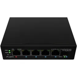 Lanberg switch light industrial POE 1xBT 3xAT SFP+ETH DIN niezarządzalny fast ethernet (5 Ports), Netzwerk Switch, Schwarz
