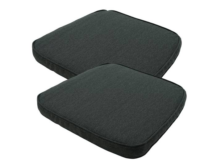 Stuhlkissen Outdoor 2er-Set, Sitzkissen wasserabweisend, dunkelgrau, je 48 x 48 cm