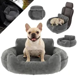 BENNO® Hundesitz BUDDY Autositz für Hunde 55x45x30 cm anthrazit – stabiler Autokorb mit rutschfestem Boden, weicher Polsterung, Gurten & waschbarem Kissen