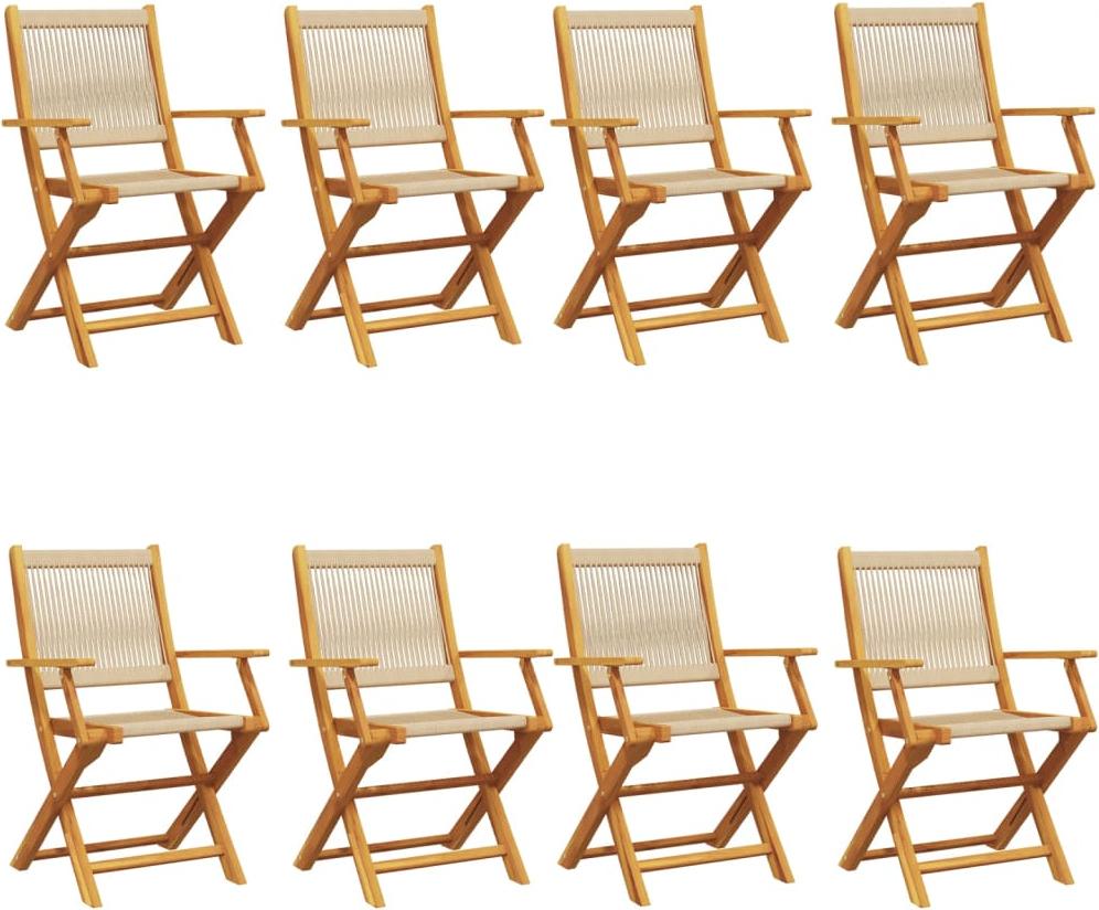 vidaXL Klappstühle, 8 Stück, beige, massives Akazienholz