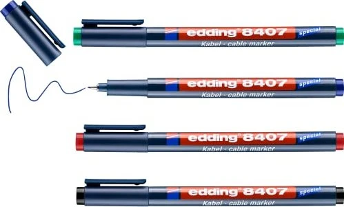 Kabelmarker schwarz/rot/blau/grün Edding