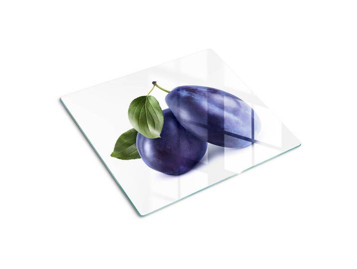 Tulup Glasplatte 60x52 cm Pflaumen, Blau, Glas, 60x0.4x52 cm, Küchen, Küchenelektrogeräte, Herde, Herdabdeckplatten