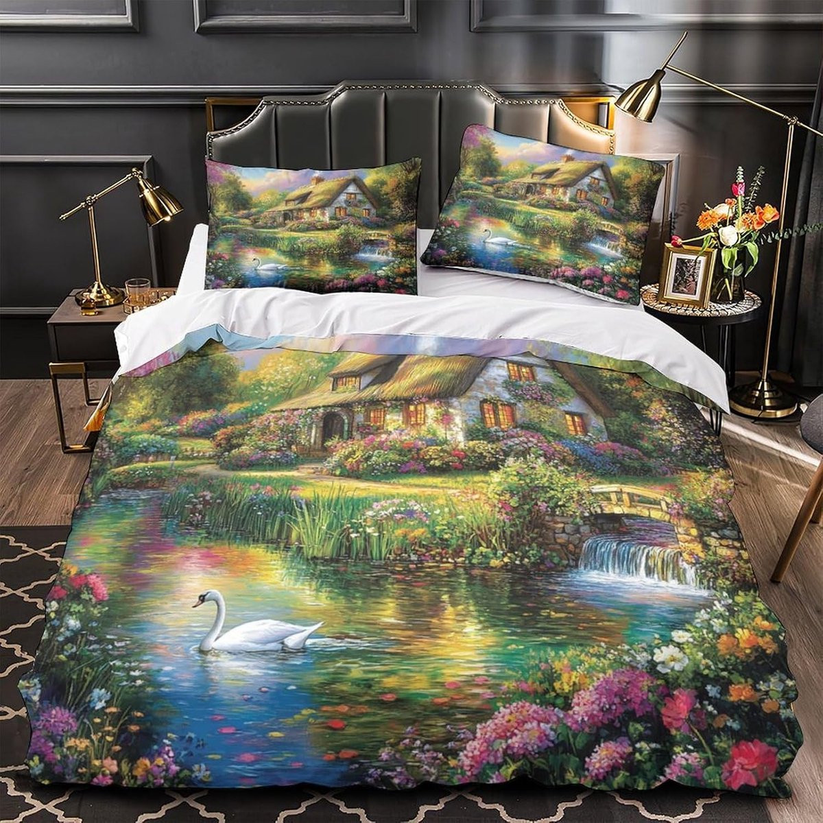Ademend Dekbedovertrekset met 3D Forest Print voor volwassenen, Super King 260 x 220 cm, Stijl-14
