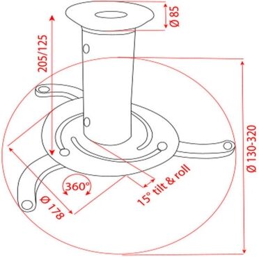 Showgear PRB-1 Projektor Deckenhalterung, weiss