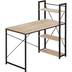 tectake Computer-Schreibtisch Hershey 122x61x120cm  Industrial Holz Hell, Eiche Sonoma