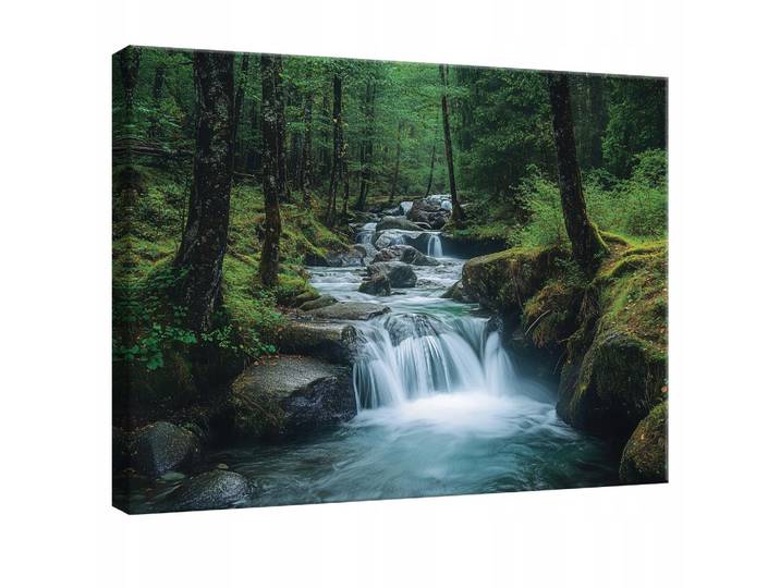 LEINWANDBILD Wasserfall Wald Natur Modern Wohnzimmer 60x40