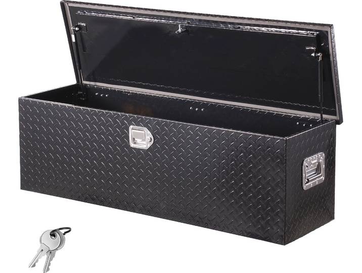 Caisse à outils VEVOR en aluminium pour le plateau de chargement avec poignée latérale et clés de verrouillage\, caisse à outils de rangement pour remorque pick-up camping-car (762 x 330\,2 x 243\,84 mm) Noir