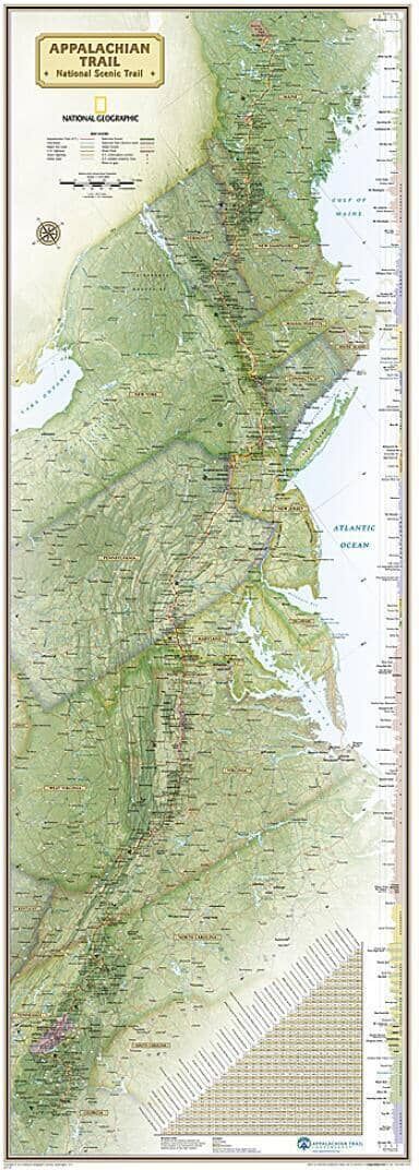 Carte murale plastifiée du sentier des Appalaches   National Geographic