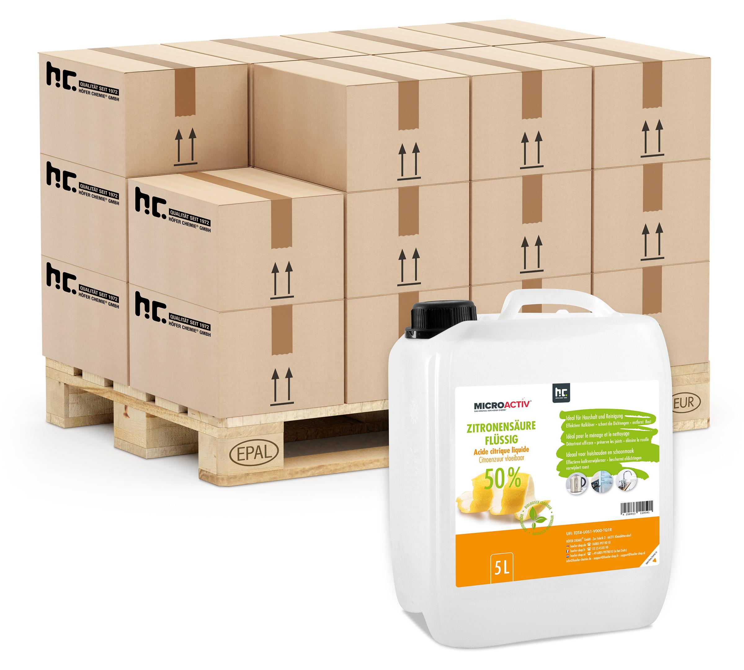48x5 L Microactiv hochkonzentrierte Zitronensäure 50% in flüssig zur schnellen und effektiven Entkalkung