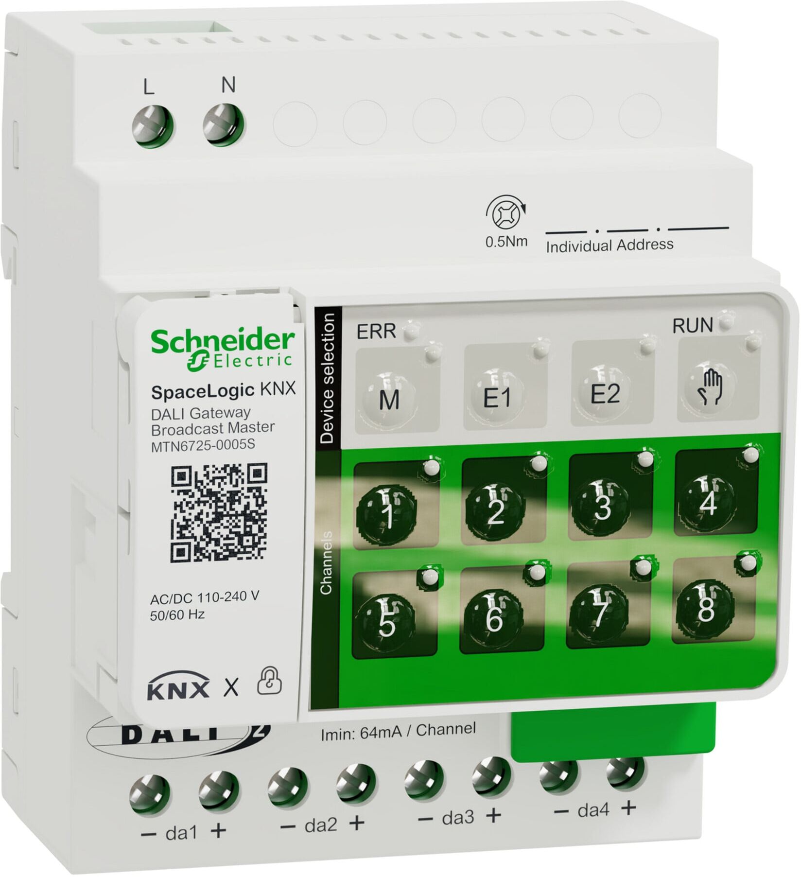 SpaceLogic KNX DALI Broadcast Master MTN6725-0005S ; Schneider Electric)