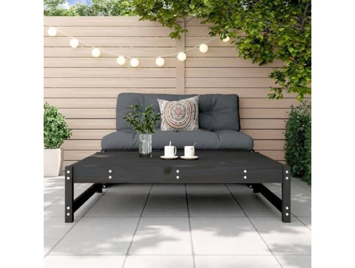 KTHLBRH Fußstütze für den Garten, 120 x 80 cm, Massivholz, Kiefer, Schwarz Modularer Ottomane, Lattenrost-Design, vielseitig einsetzbar, maximale Belastung 110 kg, für Terrasse und Terrasse