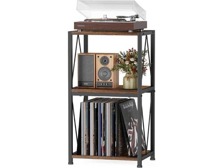 Meuble Pour Disques Vinyles À 3 Niveaux Table D'Appoint Pour Platine Vinyle Rangement Et Présentoir Pour Disques Salon Chambre