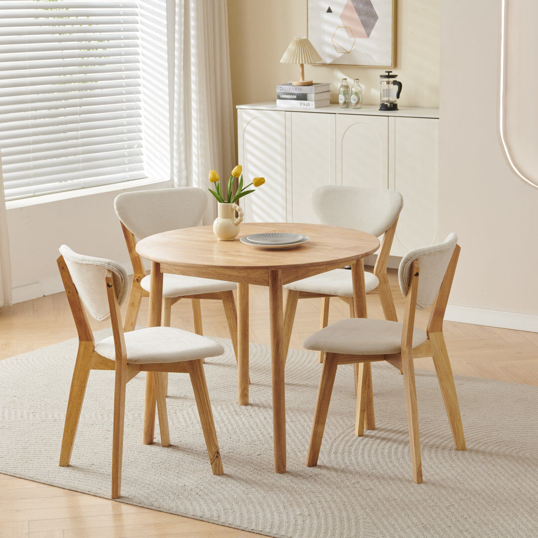 Brambly Cottage 5 -Person Solid Wood Dining Set White Fabric