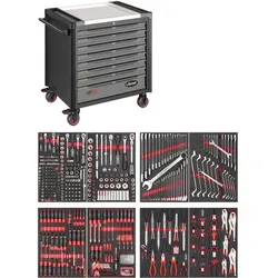 VIGOR Werkstattwagen Series XD ∙ extratief ∙ Edelstahl-Arbeitsplatte ∙ mit Sortiment ∙ V4481-XD/469 ∙ Anzahl Werkzeuge: 469