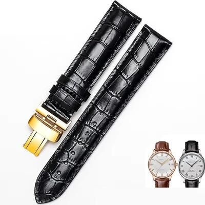 Uplifted Goods Leather Watch Strap For Men Compatible With Tissot black Gold Clasp 19mm