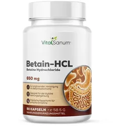 VitaSanum® - Betain-HCL (Betainhydrochlorid) 650 mg – 1 Kapsel Tagesportion
