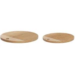 Hübsch rundes Schneidebrett aus Holz 2er Set