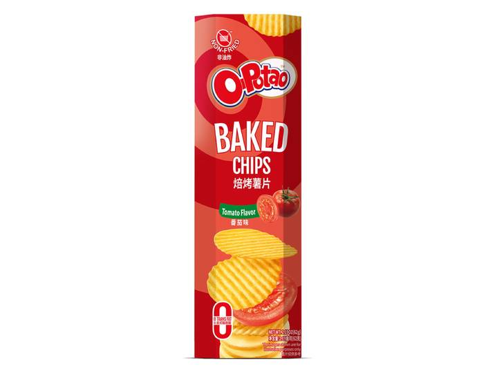 Yan Jin Pu Zi O-Potao gebakken aardappelchips tomatensmaak 62 g