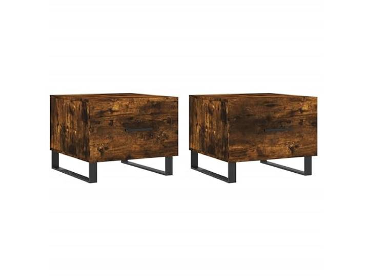 Couchtische, 2-teilig, aus Verbundholz, Raucheiche, 50 x 50 x 40 cm, mit Schublade