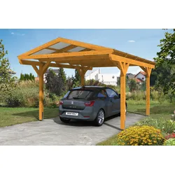Skan Holz Carport Westerwald 362 x 541 cm eiche hell Holzcarport