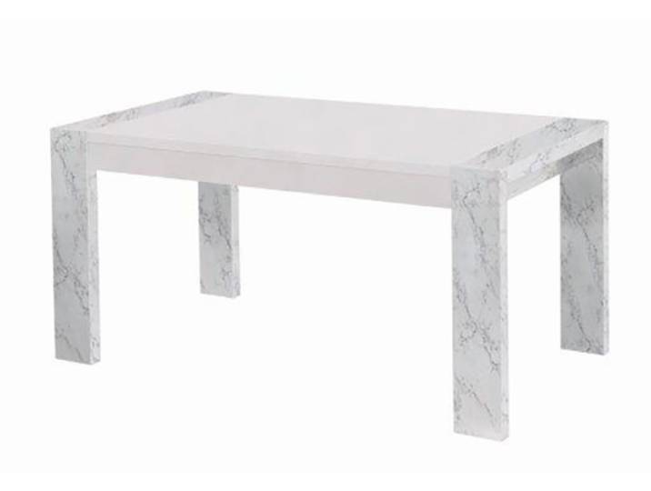 Table de repas Clotilda marbré blanc/laqué blanc Marbré Blanc/blanc Brillant. - Basika