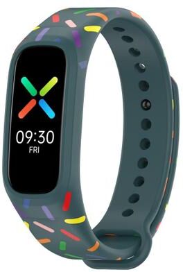 Everyday Crate OPPO Band Silicone Watch Band Sports Rainbow Dots Soft Replacement Strap dark Green