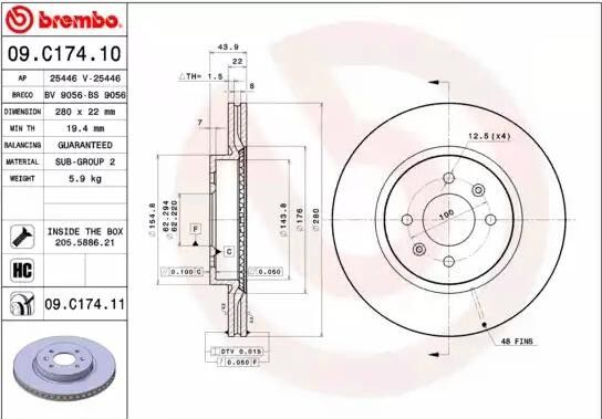 BREMBO 09.C174.11 Brake disc