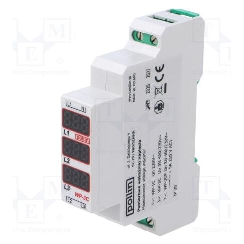 Pollin Electronic Wskaźnik napięcia 3-fazowy 100-260V AC cyfrowy WP-3C (WP-3C)