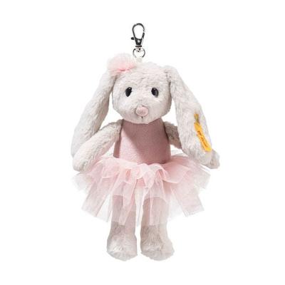 Steiff 112614 - Anhänger Hoppie Balletthase, weiß/rosa, Plüsch-Schlüsselanhänger, 16 cm