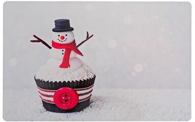 IH Casa Decor Christmas Plastic Placemat Snowman Cupcake - Set of 12