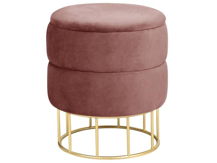 Raumhirsch Furniture Sitzhocker mit Stauraum, Polsterhocker Rosa 37/42/37, Zylindrisch, 37x42x37 cm, Wohnzimmer, Sessel, Hocker & Hockerbänke, Sitzhocker