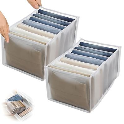 2/4 Stück Jeansfach Aufbewahrungsbox Schrank Kleidung Schublade Netztrennbox Stapeln Hosen Schubladenteiler kann gewaschen Home Organizer