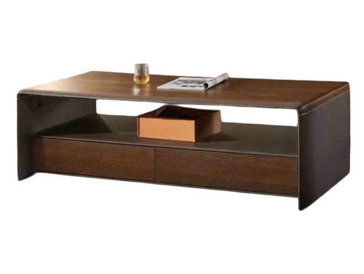 Xlmoebel Couchtisch Eleganter rechteckiger Tisch aus Holz in warmem Braun, Hergestellt in Europa