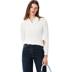 LACOSTE Polo Cotton, langarm, creme