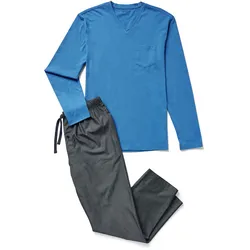 Tchibo - Pyjama mit gewebter Hose - Herren - Gr. M - dunkelblau
