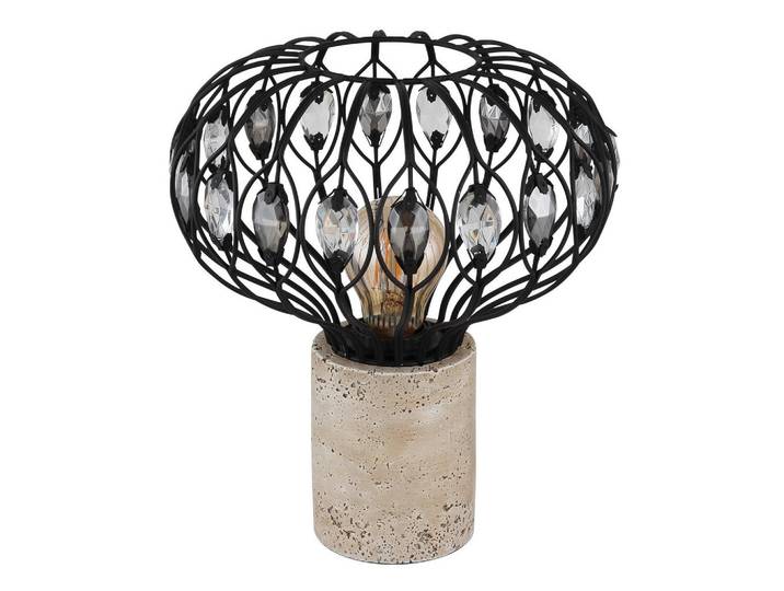 Globo Tischleuchte, Grau, Klar, Schwarz, Metall, Glas, 28 cm, CE, Wippschalter, Lampen & Leuchten, Innenbeleuchtung, Tischlampen, Tischlampen