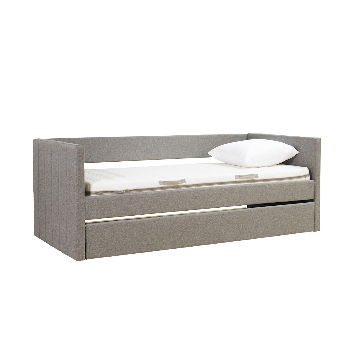 Miliboo - Tagesbett mit Ausziehbett hellgrauer Stoff 90x195 cm ELIE