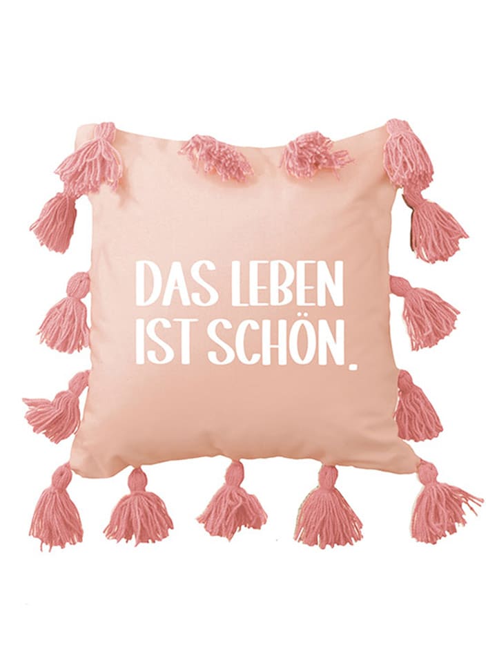Folkifreckles Kissen "Leben" in Rosa - (L)45 x (B)45 cm - onesize