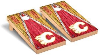Skip's Garage Calgary Flames NHL Triangle Cornhole Board Set