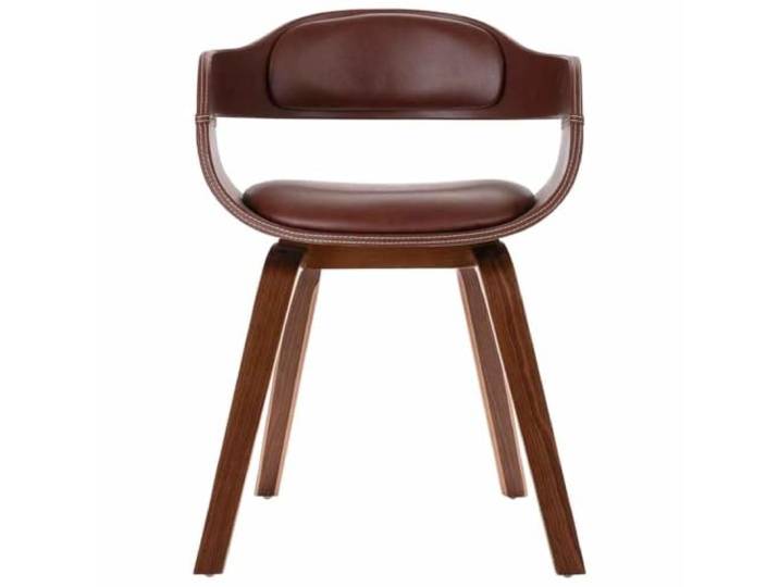 Jkghdrt Esszimmerstuhl Braun Bugholz und Kunstleder Ergonomisches Design, schaumstoffgepolstert, robuster Rahmen, pflegeleicht, für Esszimmer und Küche
