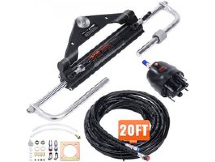 VEVOR Hydraulisches Außenborder-Lenkset, 150 PS, hydraulisches Bootslenksystem, mit Steuerpumpe, Zweiwege-Sperrzylinder und 20 Fuß hydraulischem Lenkschlauch, für Einmotorboote mit einer Station