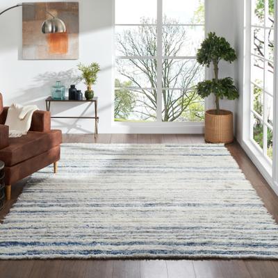 KALATY Abstract Shag Blue/White Area Rug